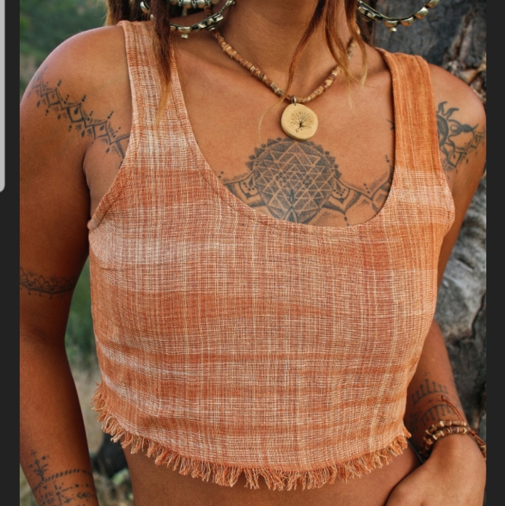 Orange and white crop top